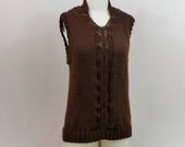 Chocolate Tank Lace Vest Spring Top Urban Clothing Lace Queen Ann V Neck Brown Sweater
