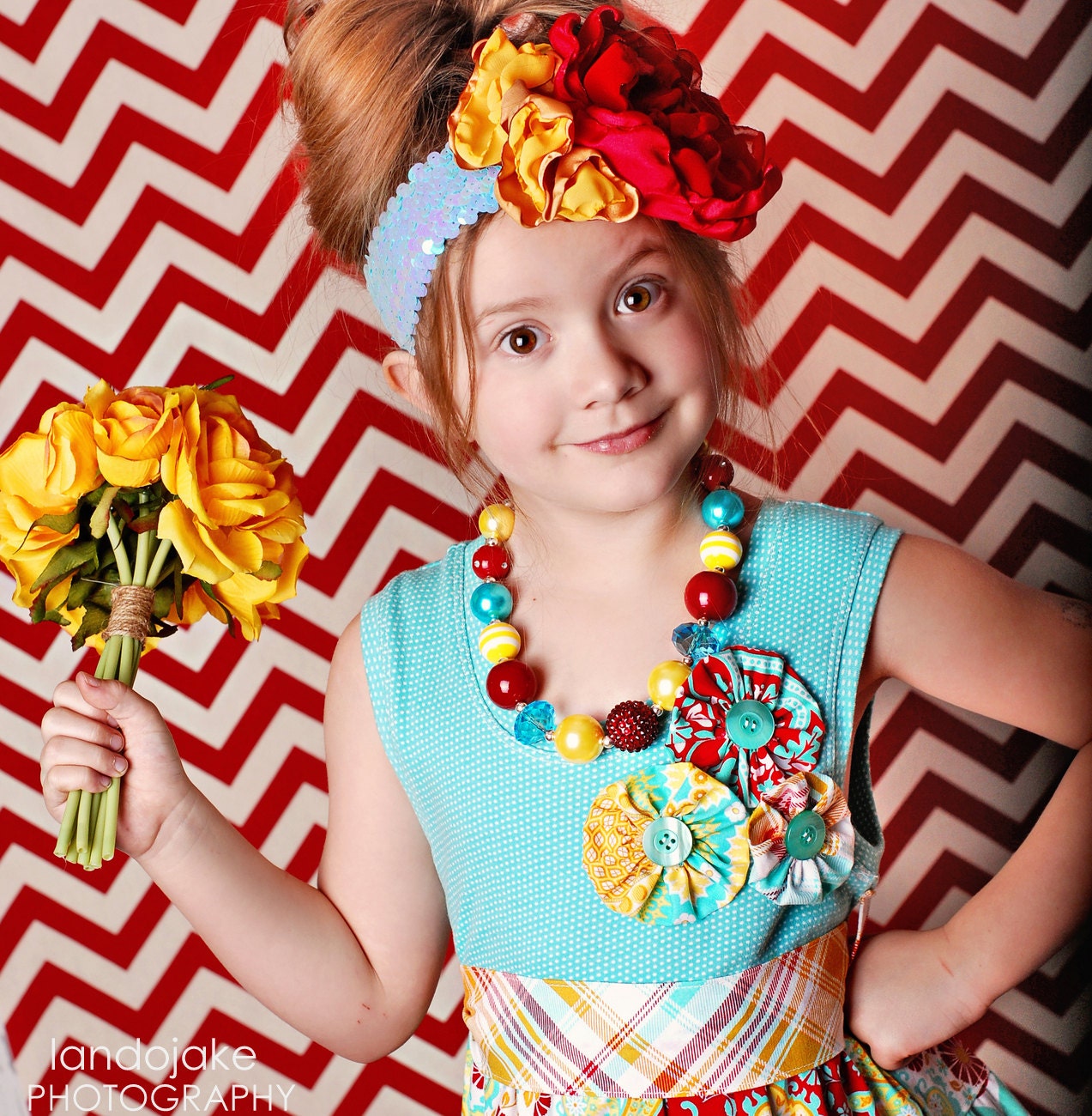 M2M Meredith Strip work Maxi Dress by Cherry Branch Boutique Chunky Necklace for girls