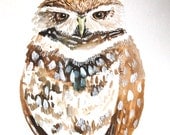 Watercolor Painting, Original, Owl Painting, 9"x12"