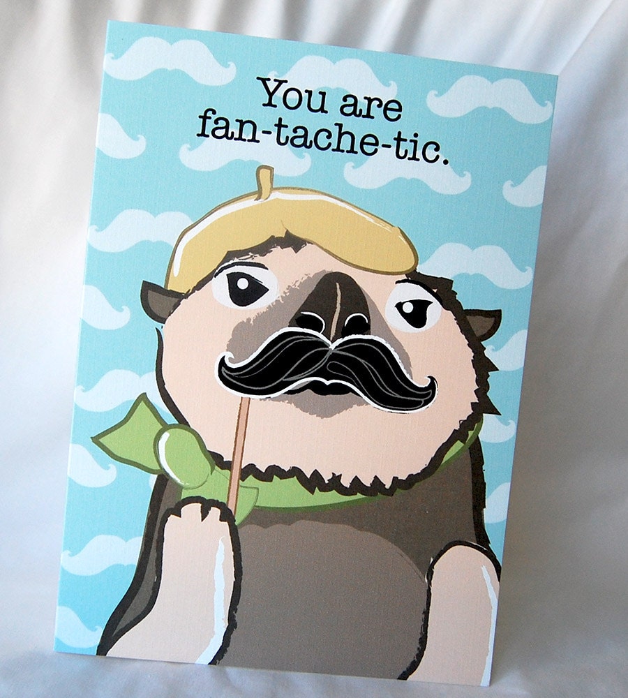 Otter Mustache Greeting Card