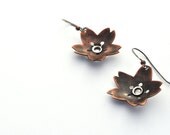 Copper and Silver Blossom Earrings, Riveted Earrings, Botanical Jewelry, Copper Earrings, Flower Earrings