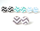 Gray Chevron Earrings - Geometric Jewelry - Wood Earrings - Made to Order - Gift Under 10 - Gray Stud Earrings - Zig Zag - Modern Jewelry