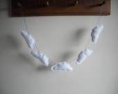 dreamy little clouds garland - white clouds with blue stitching great decor for children's room