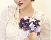 Plum and Lavender Wedding Bouquet - Fabric Bouquet - Wedding Accessory Bridal Bouquet - Fabric Flowers - Royal Bouquet