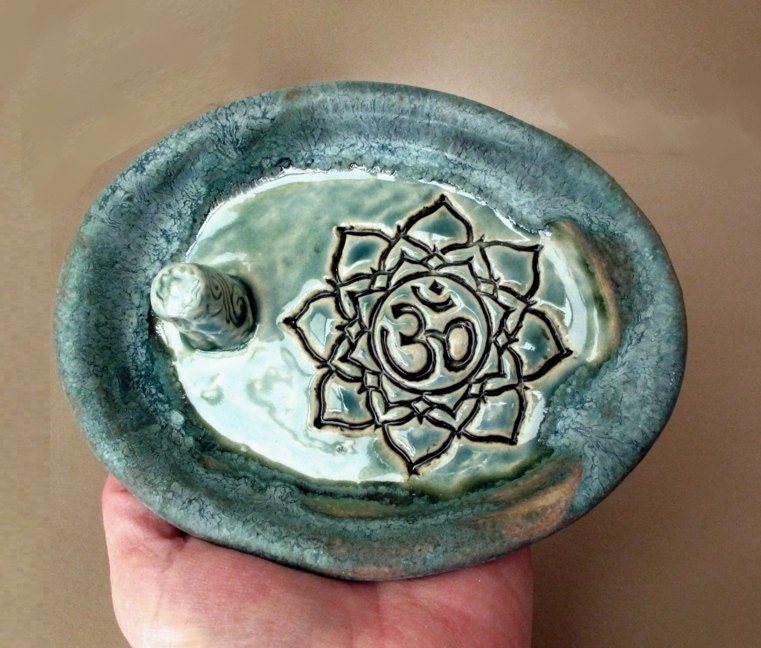 Little Handmade Weathered Bronze Glazed OM Ring Catcher Dish