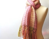 Handwoven scarf in warm and smooth hand dyed alpaca and  kid merino, - multicolor, soft - Mireloom