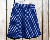 PeRfEcT PiN uP sUmMeR sKiRt, Nautical navy blue with white polka dots, simple drop waist, a line, knee length, size women's 2-24