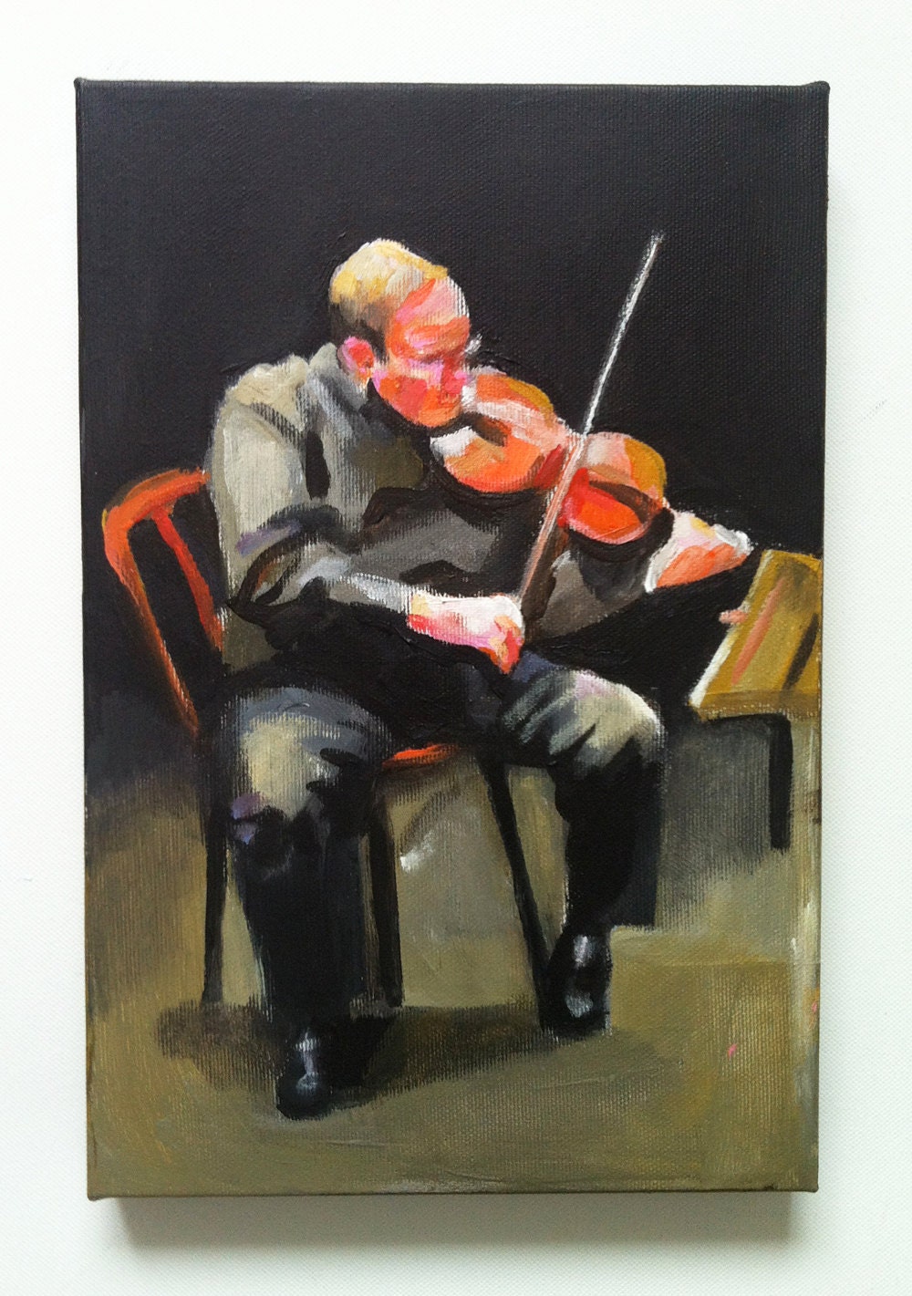 violinist / Original painting  on canvas - wall art- wall decor- home decor- black painting