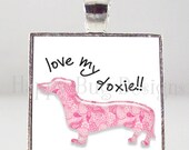 Love My Doxie - Doxie Dachshund Pendant 1" Square