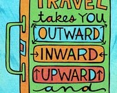 Travel Onward (5x7 doodle print)