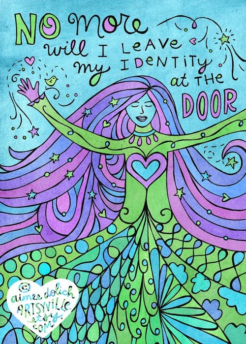 No More Will I Leave My Identity at the Door (5x7 doodle print)