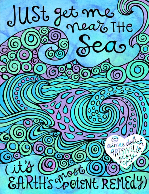 Just Get Me Near the Sea (5x7 doodle print)