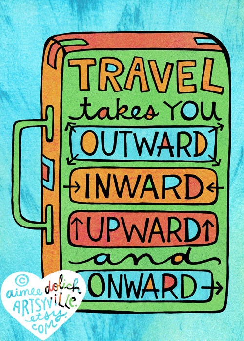 Travel Onward (5x7 doodle print)