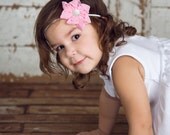 Pink Flower Headband White Band Spring Summer Photography Prop Daisy Floral Nylon Babies Toddlers Girls