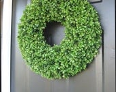 Wedding Wreath- 24 inch Realistic Faux Boxwood Wreath- Wedding Decor- Church Door Decor
