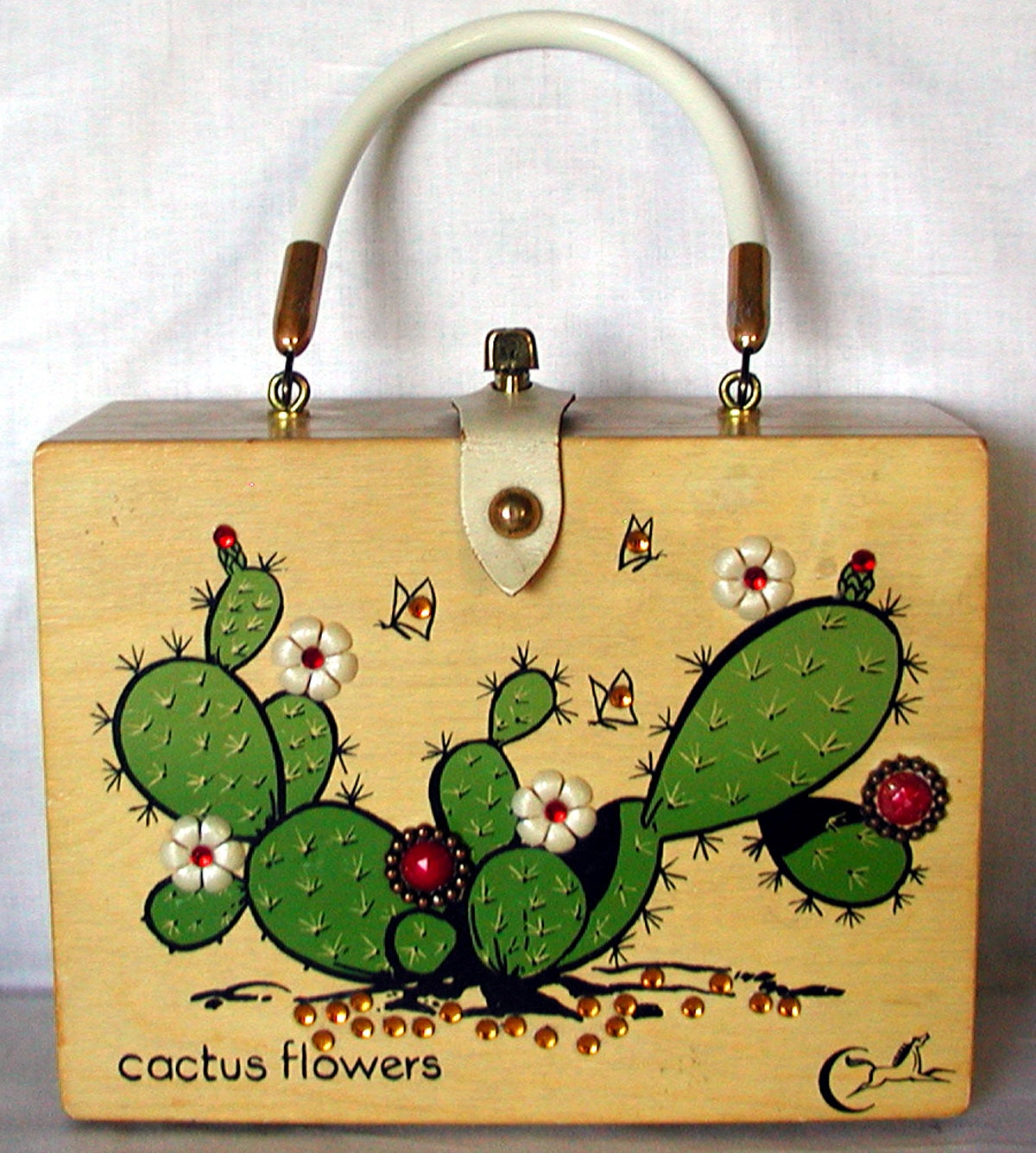 Enid Collins Vintage Box Bag, Cactus Flowers