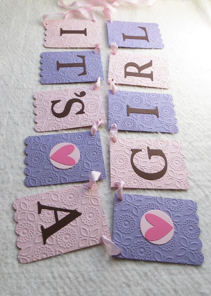 It's a Girl Banner - Embossed Modern Floral - READY TO SHIP - Baby Shower Banner Baby Girl Shower Decoration Il_570xn