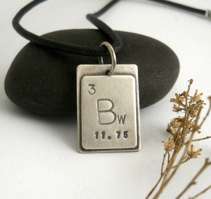 personalized periodic table pendant, sterling silver, unisex pendant, womens pendant, mens pendant, science gift