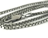 18" sterling silver box chain,  oxidized, tumbled, 18 inches, for pendants with small bails, made to order