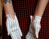 Vintage 1950s White Striped Cotton Gloves