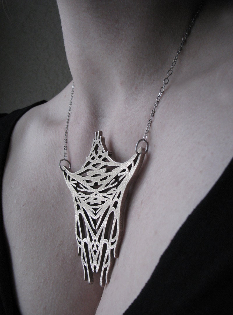 Insect Necklace - Solid Stainless Steel - Mirrored Symmetry - Abstraction inspired by Insects