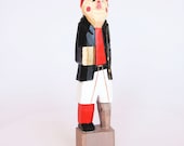 Hand carved and hand painted wooden pirate figurine