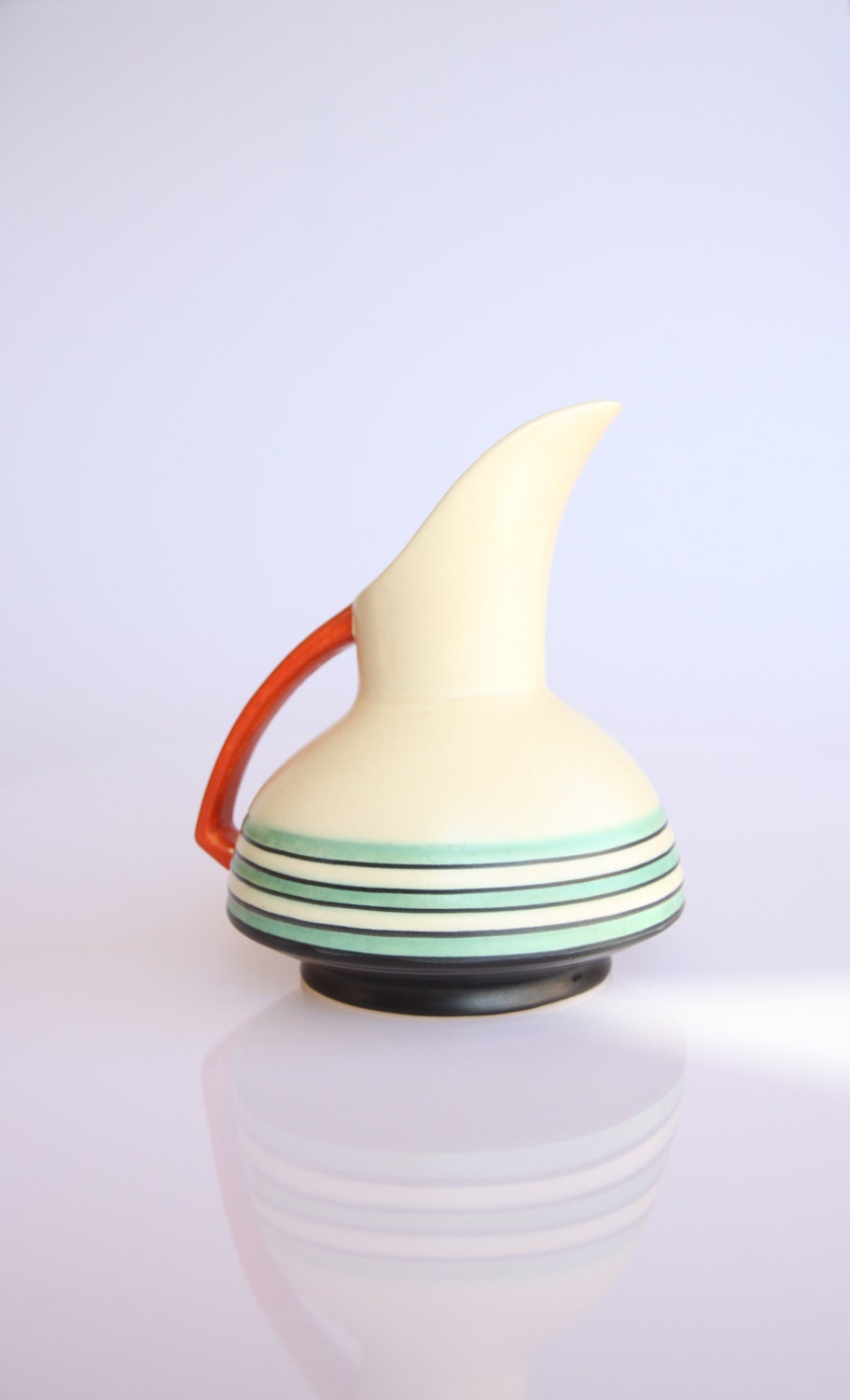 Stylish striped Art Deco vase, can also be used as pitcher