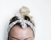 The Top Knot Headband- In Grey Stripe