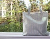Striped linen tote bag - LEO Tote in Sky blue