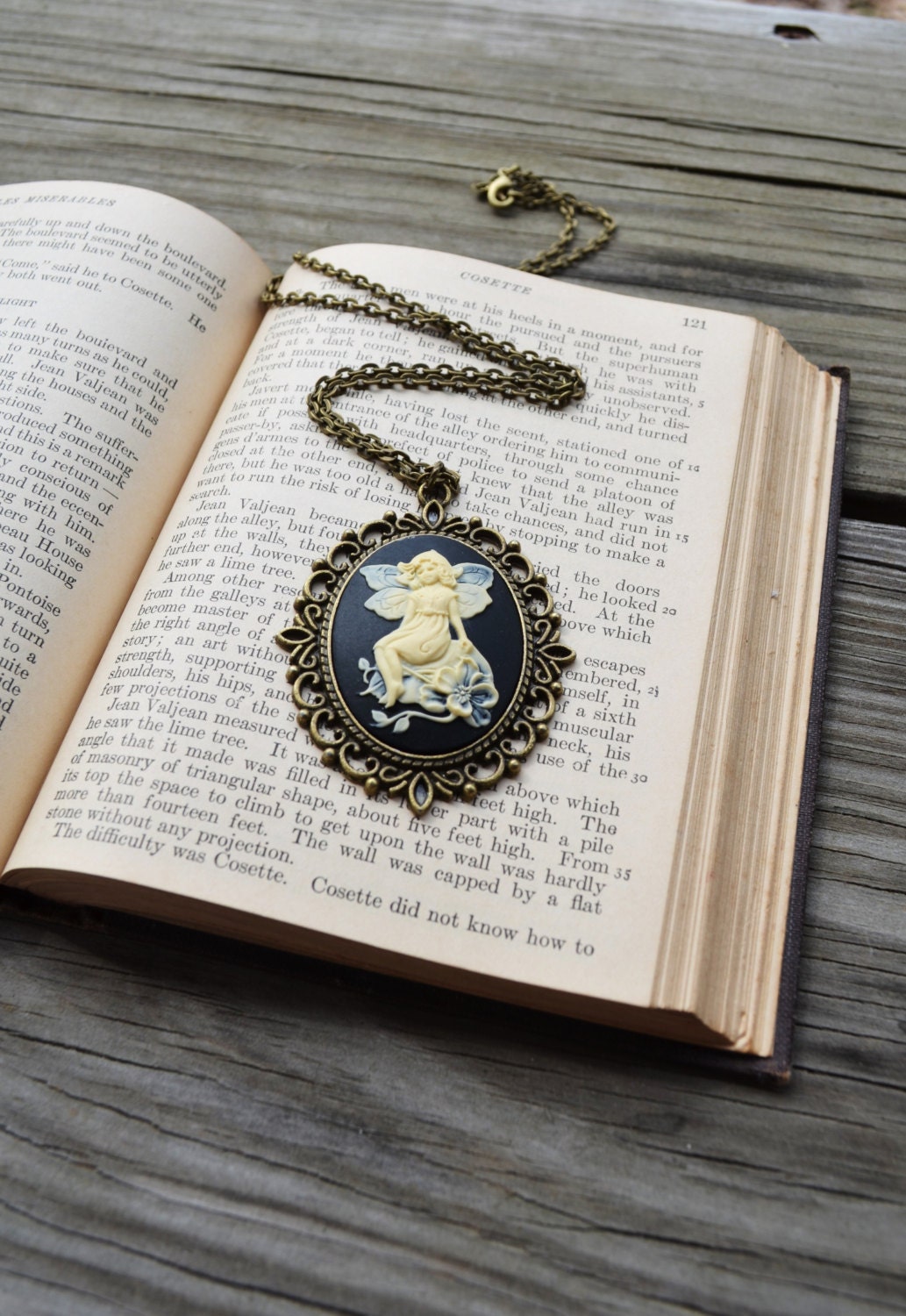 Fairy Child Necklace - Cameo Necklace - Black - Faery -  Cameo - Woodland - Ivory - Antique Bronze - Gifts Under 25 - Woodland