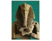Vintage 1970s Sculpture Art Print. An Eighteenth Dynasty Pharaoh. Ready to Frame. Modern, Contemporary, Classic, Traditional. (No. 856)