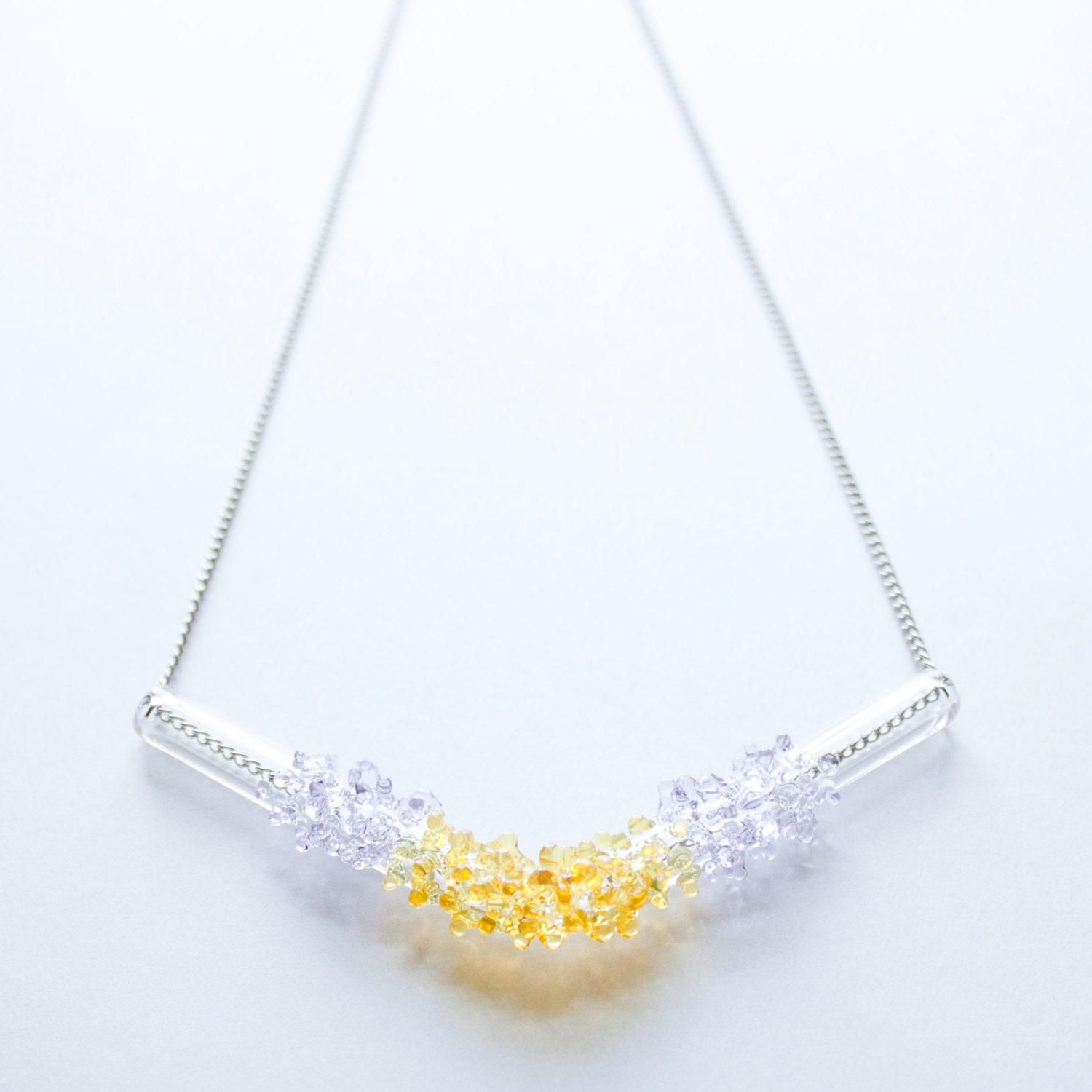 Glass Cluster Bar Necklace - Spring Mix