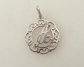 Vintage Sterling "A" Monogram Charm Pendant