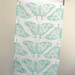 Butterfly hand printed in robins egg, celery green or sky blue on white linen tea towel 16 x 27