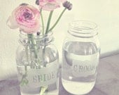 Bride and Groom Etched Glass Jars