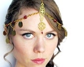 Gypsy Headdress in Gold and Red