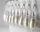 Ivory Pearl Teardrop Earrings in Silver Bridesmaid Jewelry Beaded Dangle Earrings Handmade Bridal Jewelry Pearl Bridal Sets