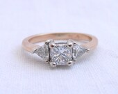 Reserved, Second Payment, Estate 1.15ct Princess Cut Diamond and 14K Gold Engagement Ring