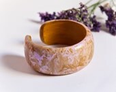 Wooden Bracelet Bangle - Israel jewelry - Hand Painted - Lilac Gold marble - Ready to ship