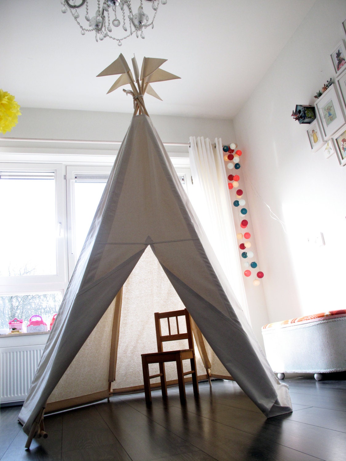 BIG teepee NO POLES - Plain fabric tent and flags only