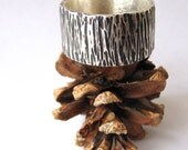 Men's Wedding Band, Wide Ring, Thick Ring, Sterling Silver, Tree Bark Texture, Wood Texture, Dark Silver,  Rugged  - Sequoia Ring
