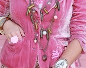 Gun Powder N' Pearls- Spent Shell Casings, Bling Baubles, Multi-Tiered Brass Pewter Silvertone Chain, Super GLAM Necklace Original LG Design
