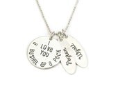 I Love You A Bushel and A Peck Necklace with 2 Name Charms  - Sterling Silver Hand Stamped Necklace