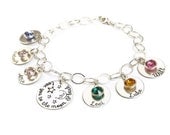 Love You to the Moon and Back Mother's Bracelet - Hand Stamped Sterling Silver