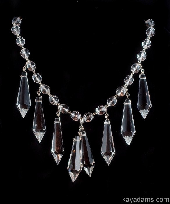 Simple, Crystal, Classic Beauty.  Crystal Prism Chandelier Statement Necklace. It's ICY HOT.  Kay Adams