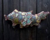 Pillow Fish Stoneware Wall Sculpture