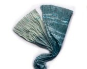Extra long men's scarf. Cotton scarf paint by hand. Men's long scarf in teal and beige. Abstract striples  scarf