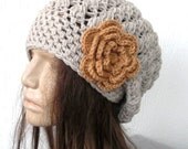 Crochet Hat - Slouch  Hat-  Crochet Beanie Hat  - Womens hat - chunky knit  beige oatmeal  Beanie  Fall Winter Accessories  spring  Fashion