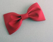 red hair bow with crocodile clip, handmade, hand sewn, made in the USA, Ready to SHip