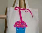 Toddler Tote with Turquoise and Pink Cupcake
